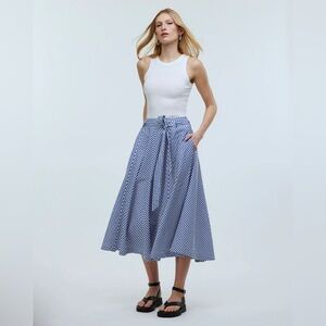 NWT Madewell Poplin Flared Midi Skirt in Stripe Sz 2